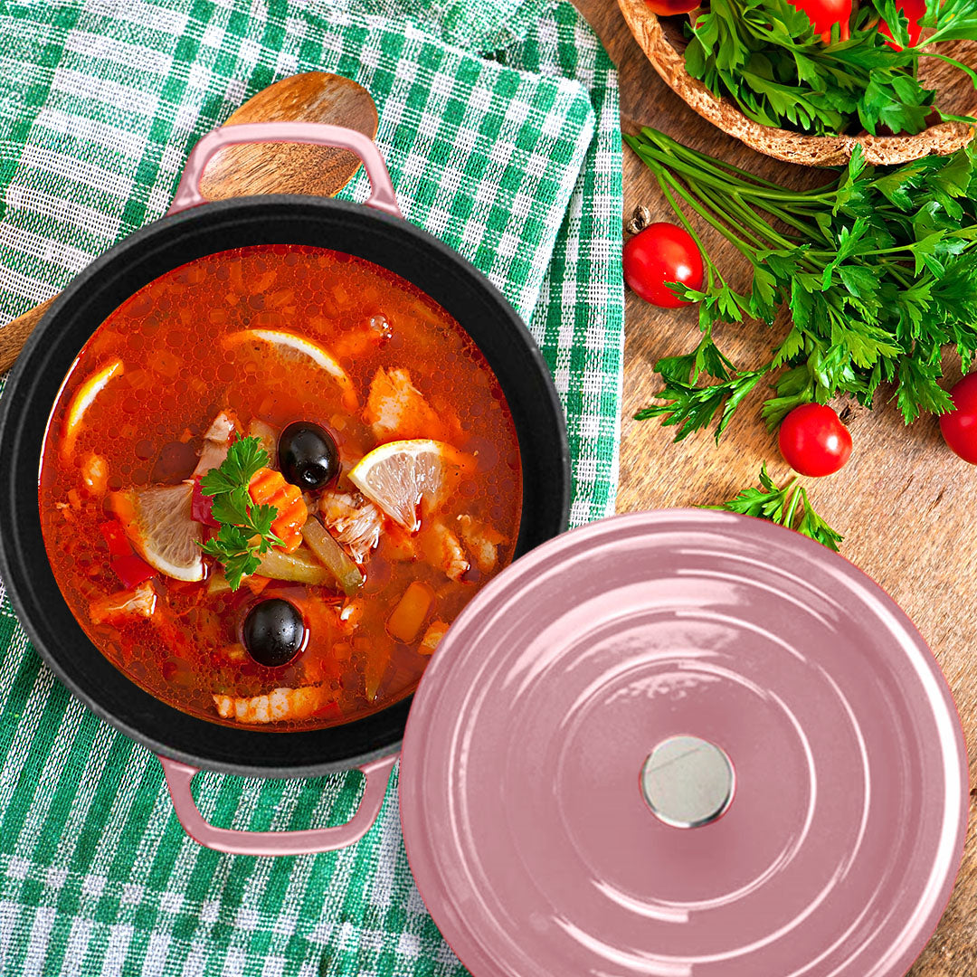 Cast Iron Porcelain Casserole 3.6L Pink 24cm