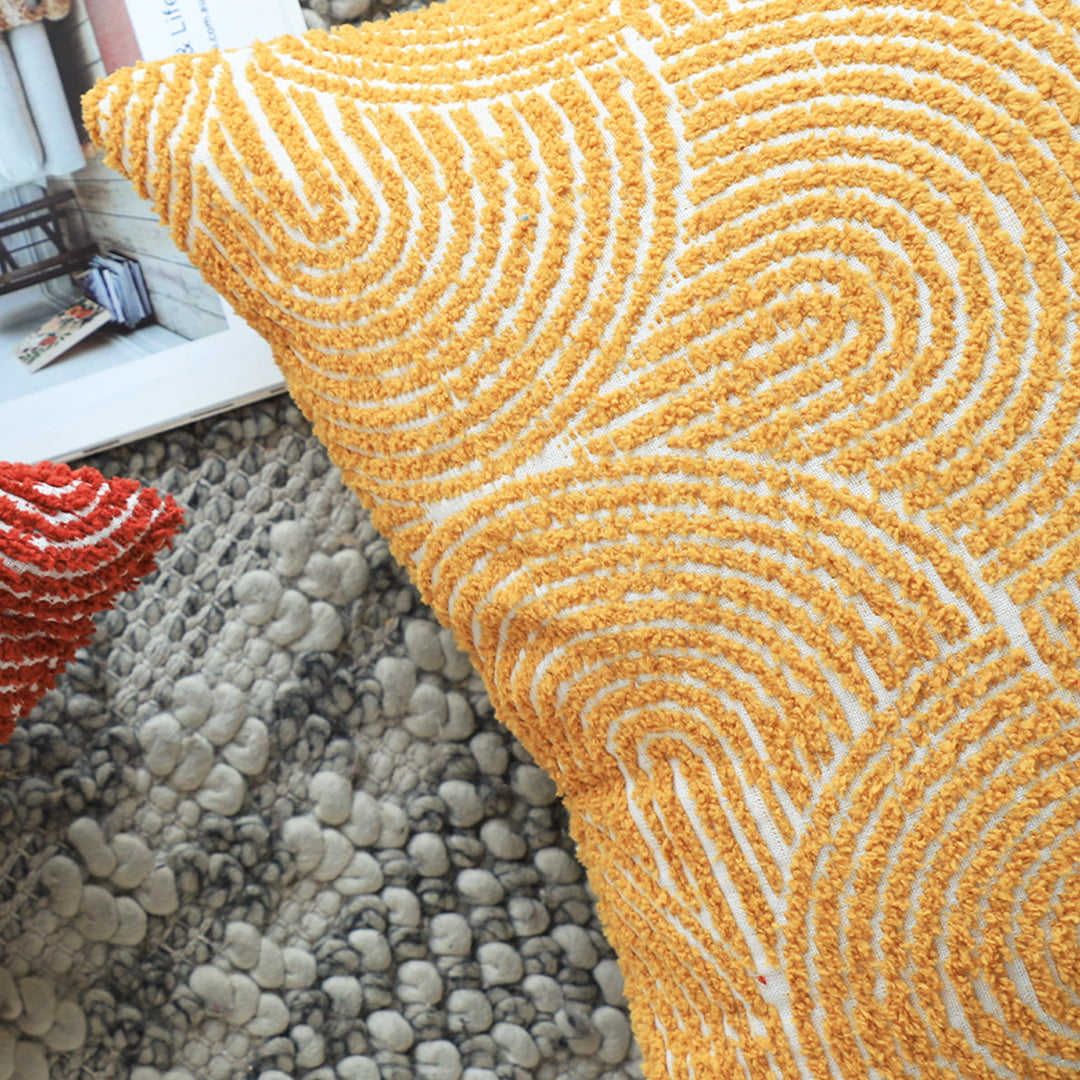 50cm Mustard Yellow Throw Pillow Geometric Indoor and Outdoor Corded