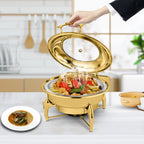 Gold Plated Round Chafing Dish with Top Lid