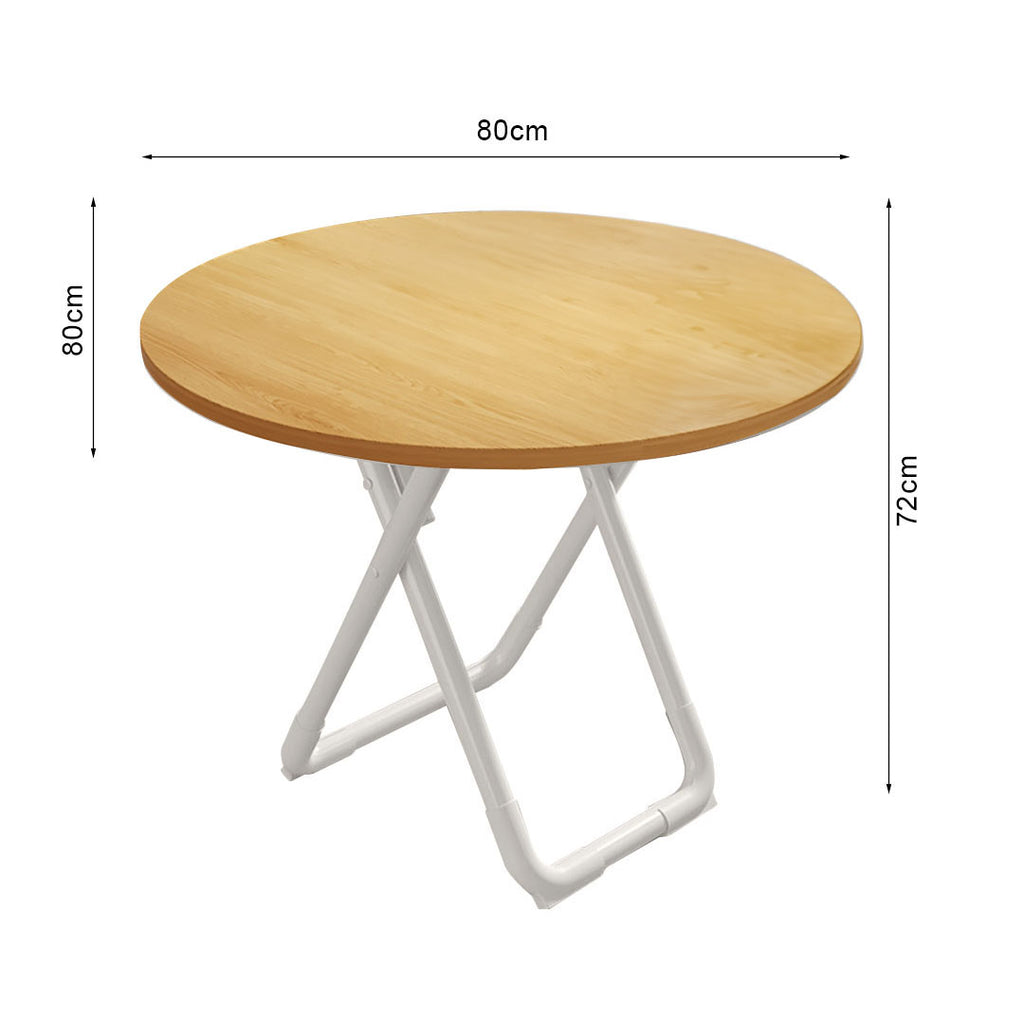 80cm Wood Color Round Table with White Legs