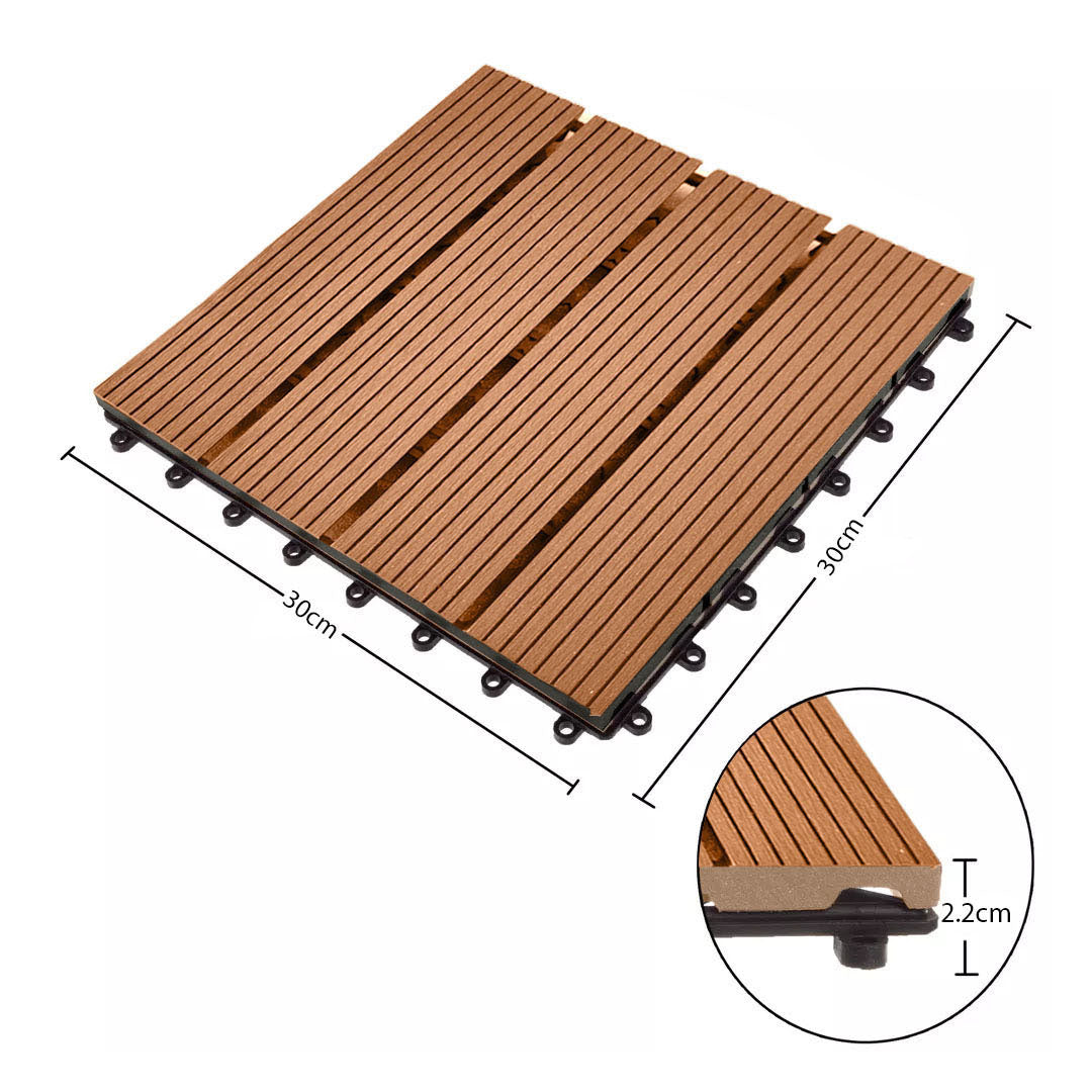Red Brown DIY Wooden Composite Decking Tiles  Set of 11