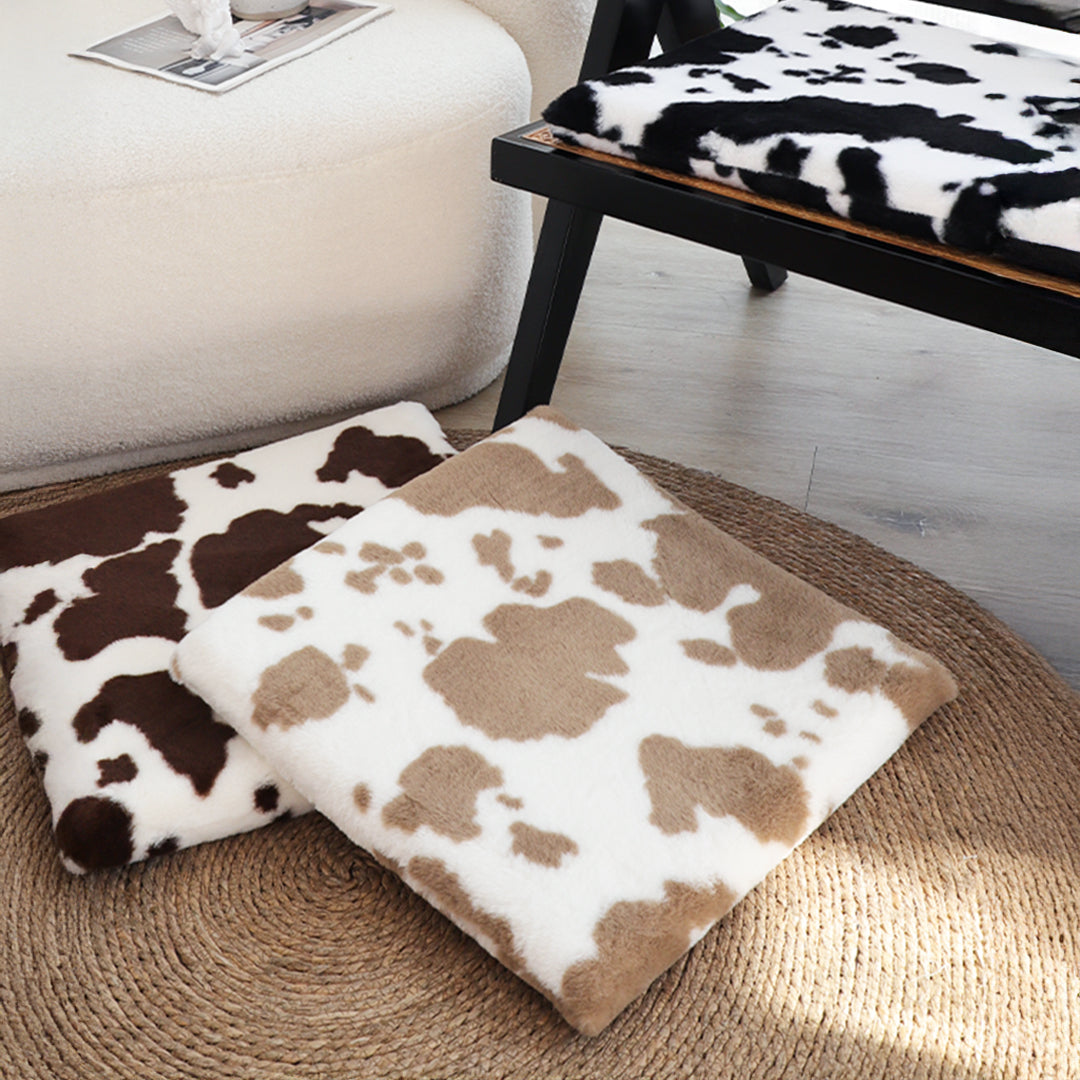 SOGA 2X 45cm Brown Cow Print Soft Leaning Plush Backrest Seat Pillow