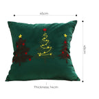 45cm Throw Pillow Green Three Embroidered Christmas Trees