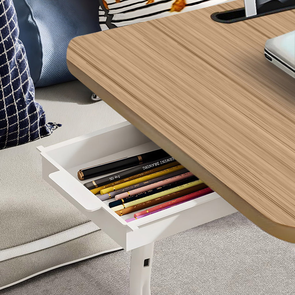 Oak Portable Bed Table With Cup-Holder