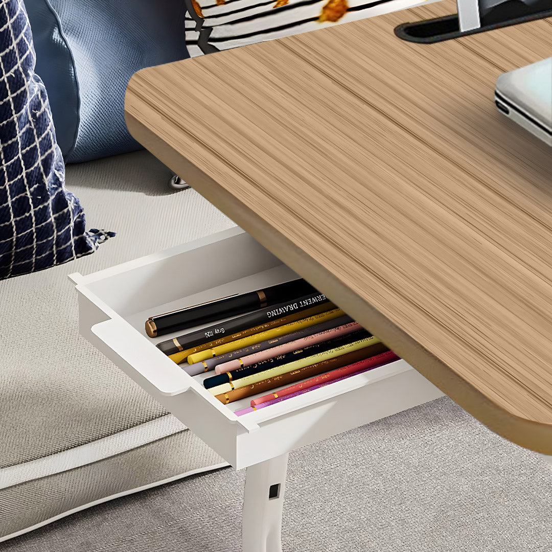 Oak Portable Bed Table With Cup-Holder