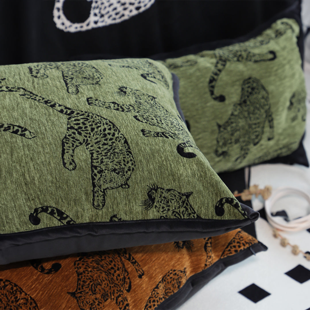 40cm Throw Pillow Green Leopard