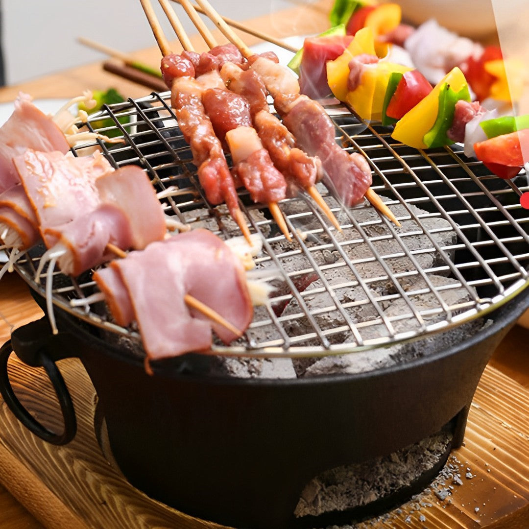 Small Cast Iron Round Stove Charcoal Table Net Grill