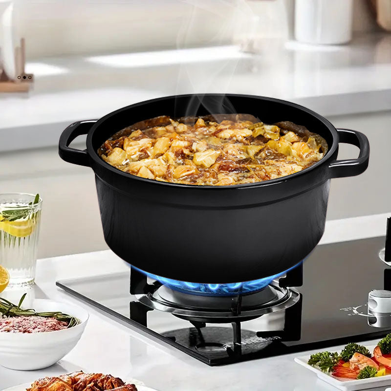 Cast Iron Porcelain Casserole 5L Black 24cm