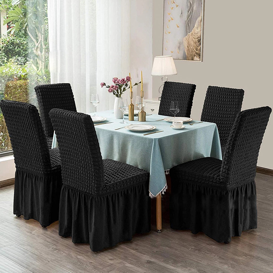 Black Chair Cover Seat Protector with Ruffle Skirt