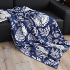 SOGA Deep Blue Cat Floral Print Throw Blanket 160x200cm Polyester