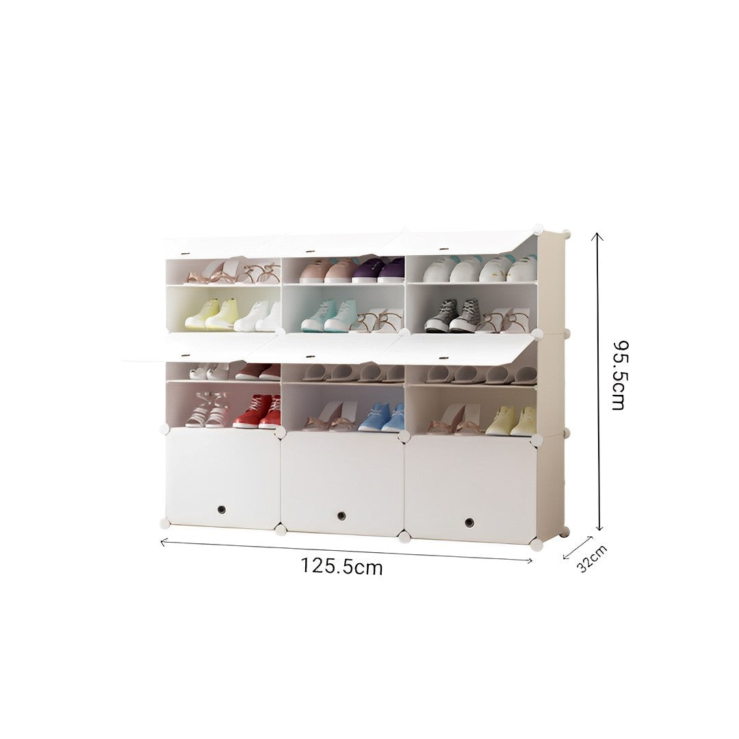5 Tier 3 Column White Shoe Rack Organizer