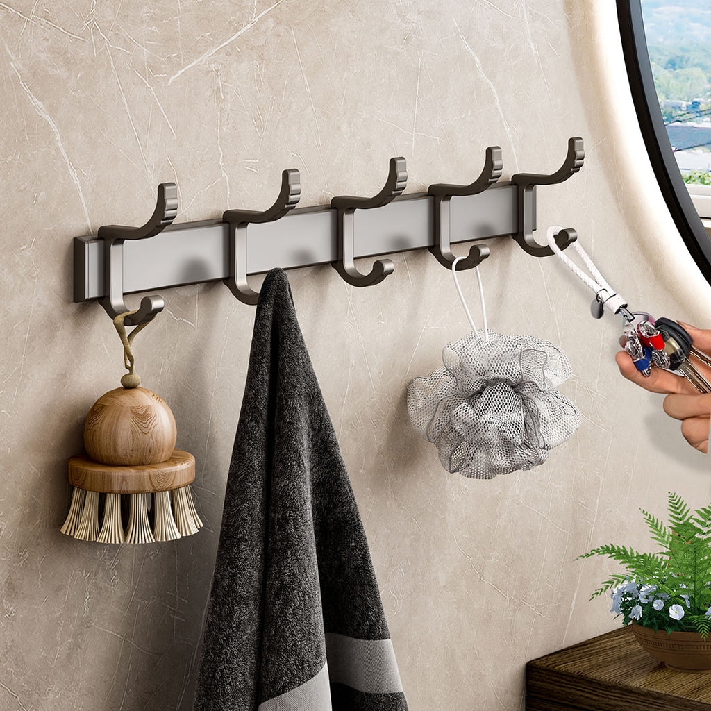 37cm Wall Mounted Towel Rack with Durable Hooks