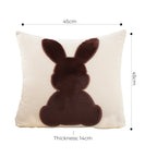 SOGA 45cm Throw Pillow Light Tan Square Cushion with Soft Coffee Bunny Design