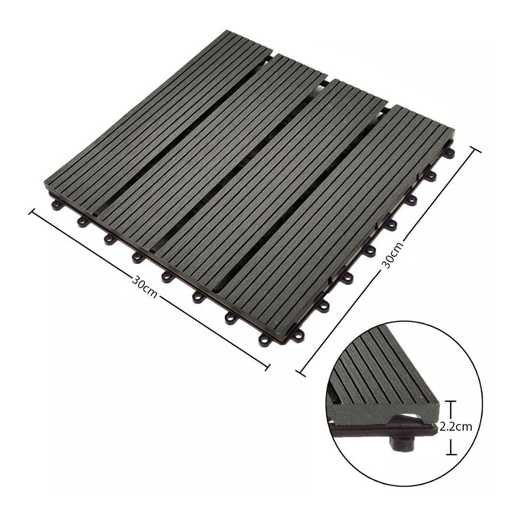 Grey DIY Wooden Composite Decking Tiles  Set of 11