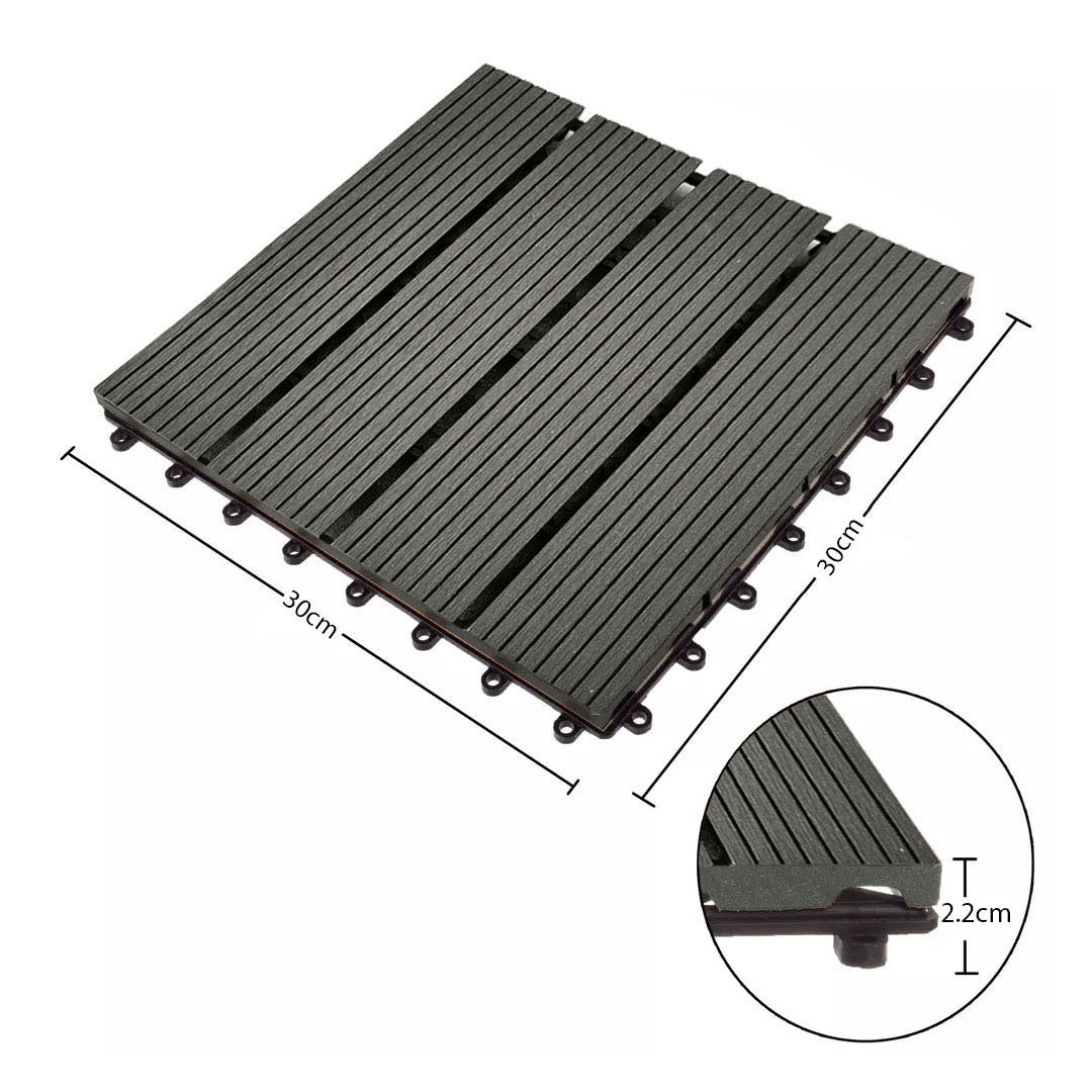 Grey DIY Wooden Composite Decking Tiles  Set of 11
