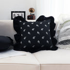 45cm Throw Pillow Black Ruffled Square