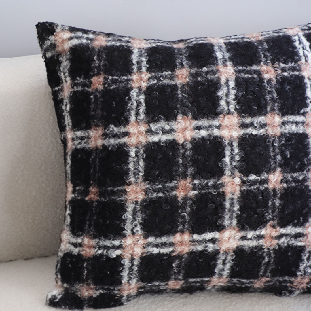 SOGA 2X 50cm Modern Plaid Pattern Blush Pink Gray Throw Pillow