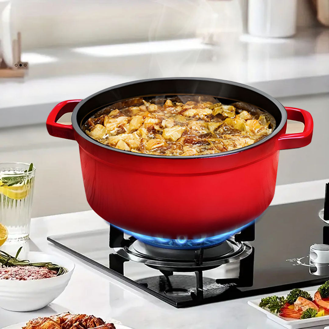 Cast Iron Porcelain Casserole 5L Red 26cm