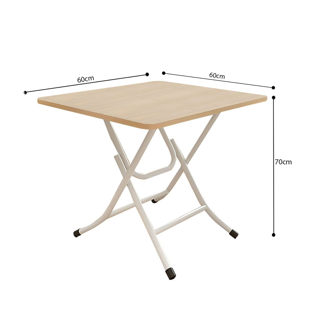 Wood-Colored Square Dining Table Portable