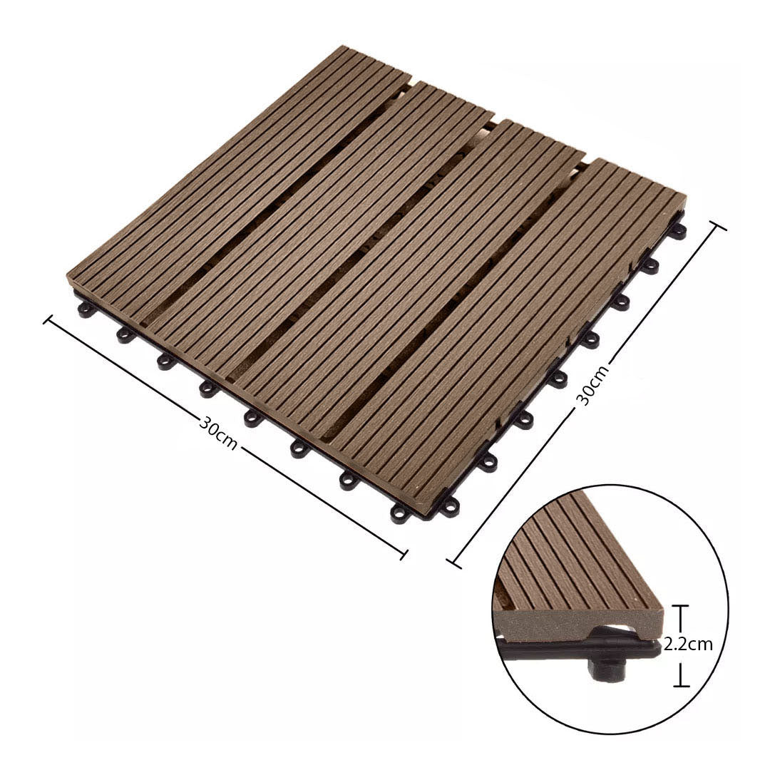Dark Chocolate DIY Wooden Composite Decking Tiles  Set of 11