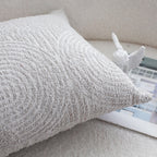 35cm Throw Pillow Off White Lumbar Embroidered