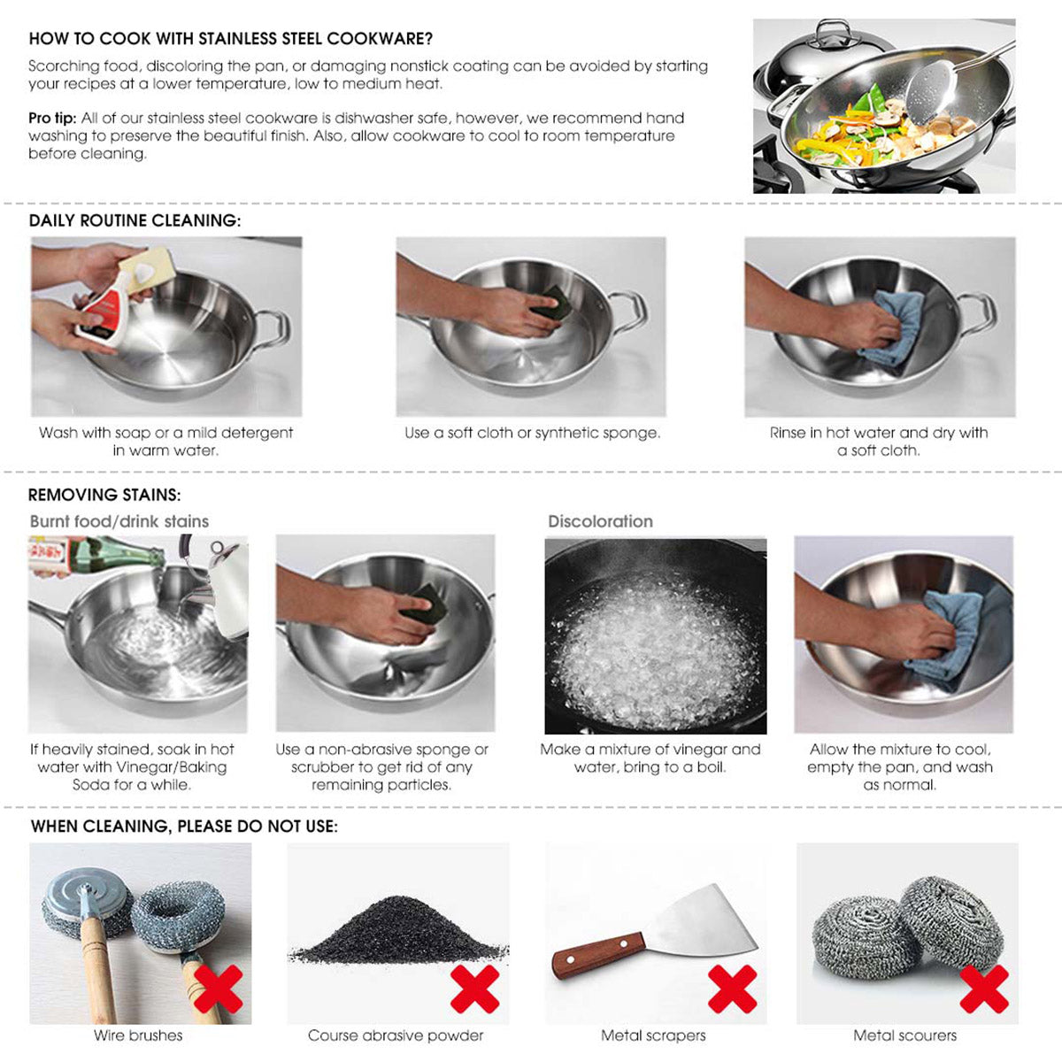 34cm Stainless Steel FryPan Non Stick Skillet