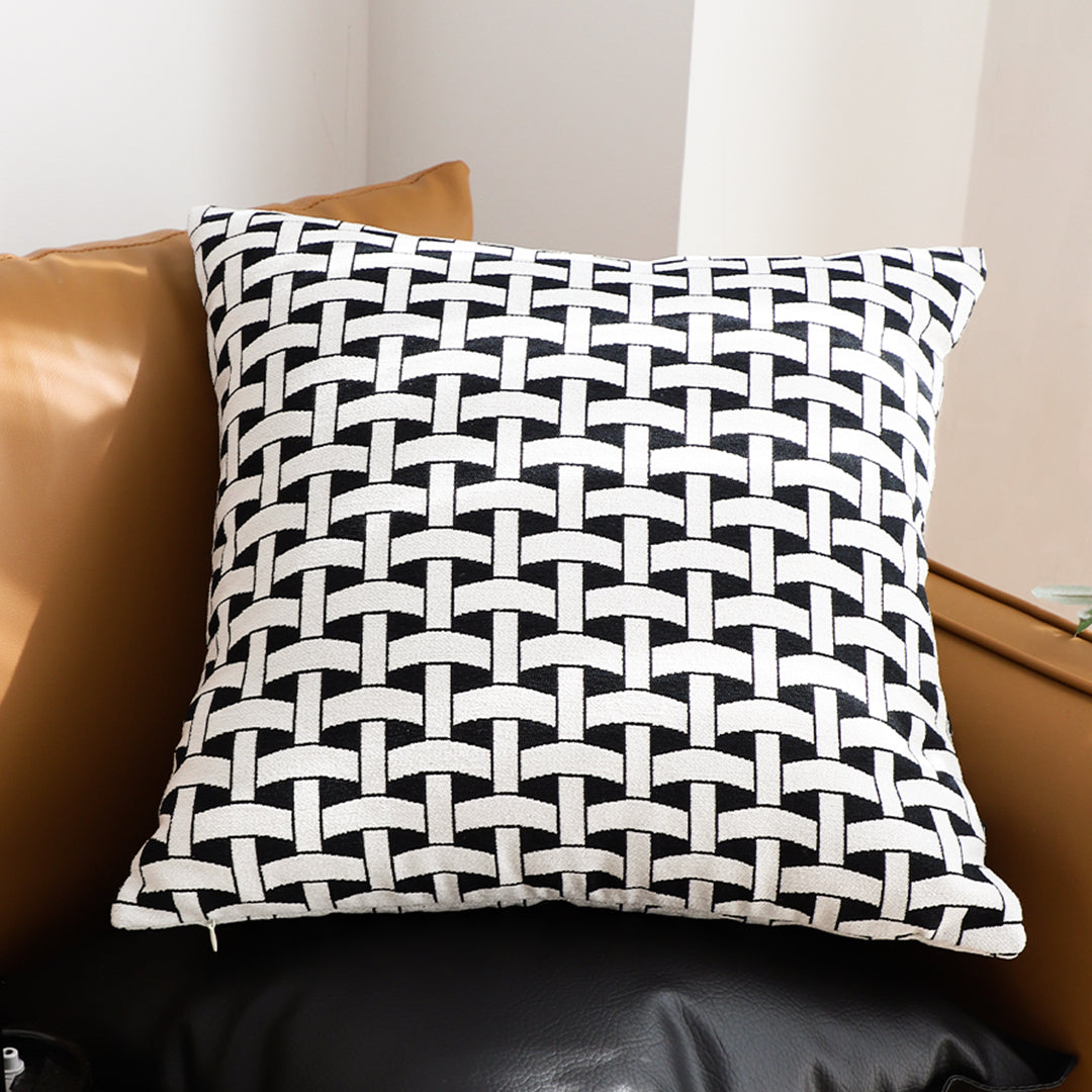 SOGA 50cm Black & White Pattern Throw Pillow Polyester Fiber Cotton