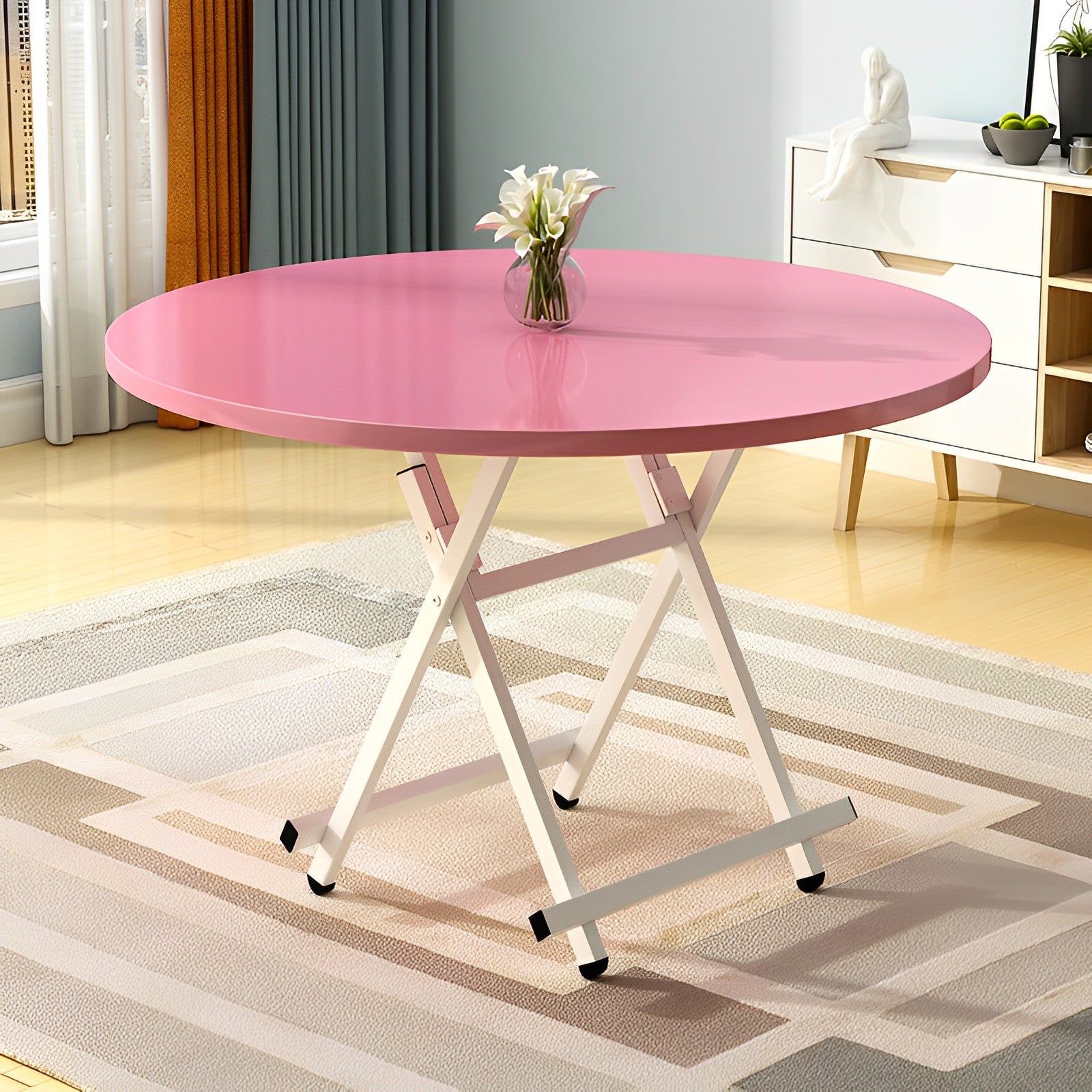 Pink Round Dining Table