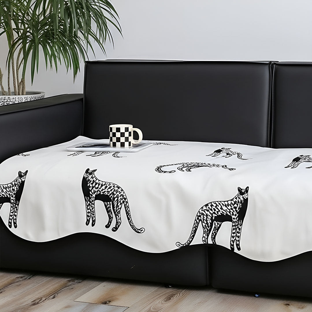 SOGA Four-Seater White Leopard Print 90x260cm Throw Blanket Sofa Cover