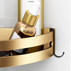 Wall-Mounted Triangular Bathroom Storage Rack with Hooks