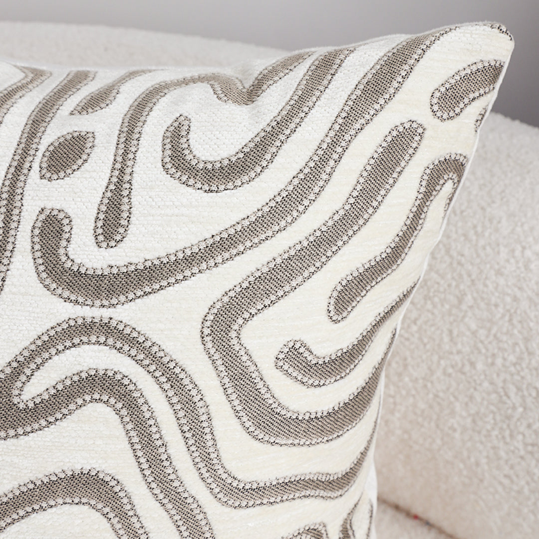 SOGA 50cm Gray White Abstract Swirl Pattern Decorative Throw Pillow