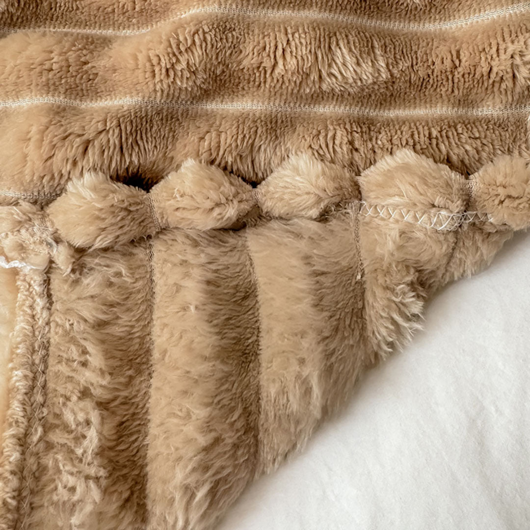 SOGA 200x230cm Warm & Cozy Flannel Polyester Throw Blanket Light Brown