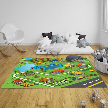 SOGA 120cm Kids Rug Street Map Play Mat Educational Baby Theme Park Area Rugs