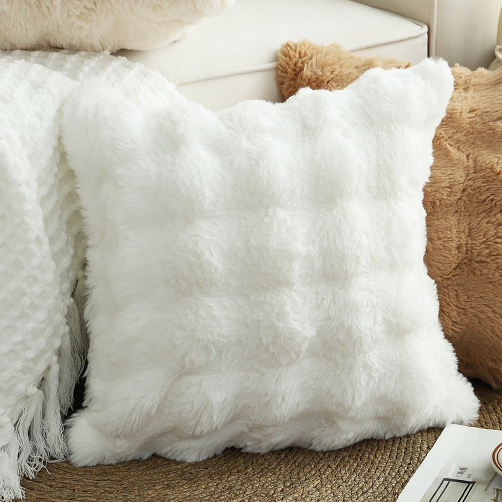 50cm Throw Pillow White Rabbit Fur