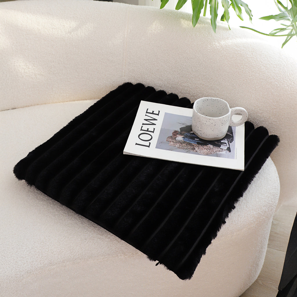 SOGA 2X 45cm Black Corduroy Leaning Plush Backrest Throw Seat Pillow