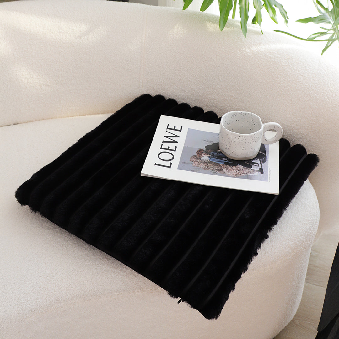 SOGA 2X 45cm Black Corduroy Leaning Plush Backrest Throw Seat Pillow