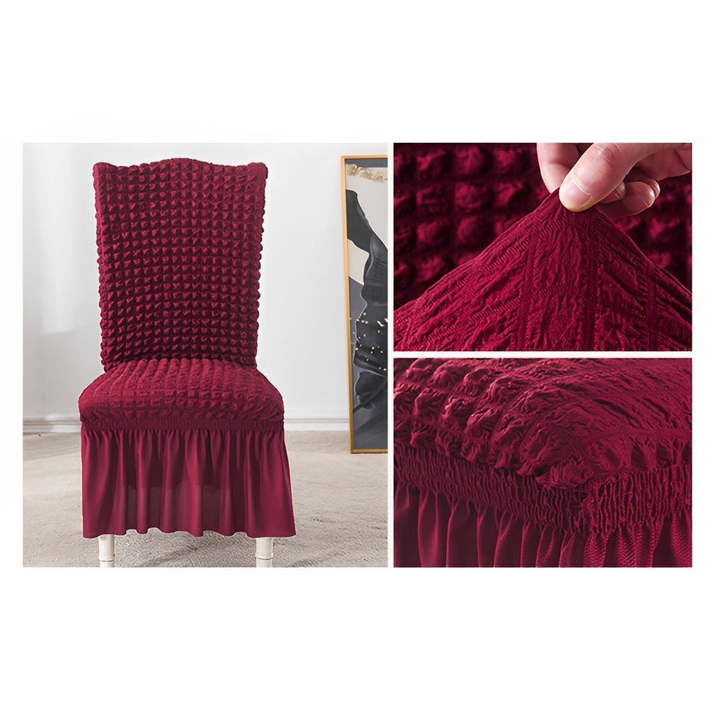Burgundy Chair Cover Seat Protector with Ruffle Skirt