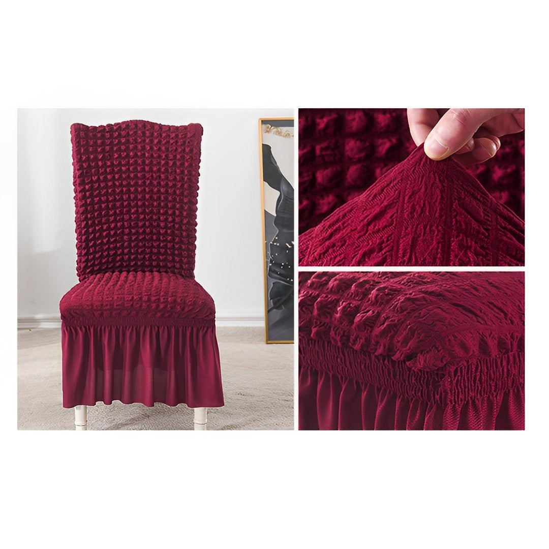 Burgundy Chair Cover Seat Protector with Ruffle Skirt