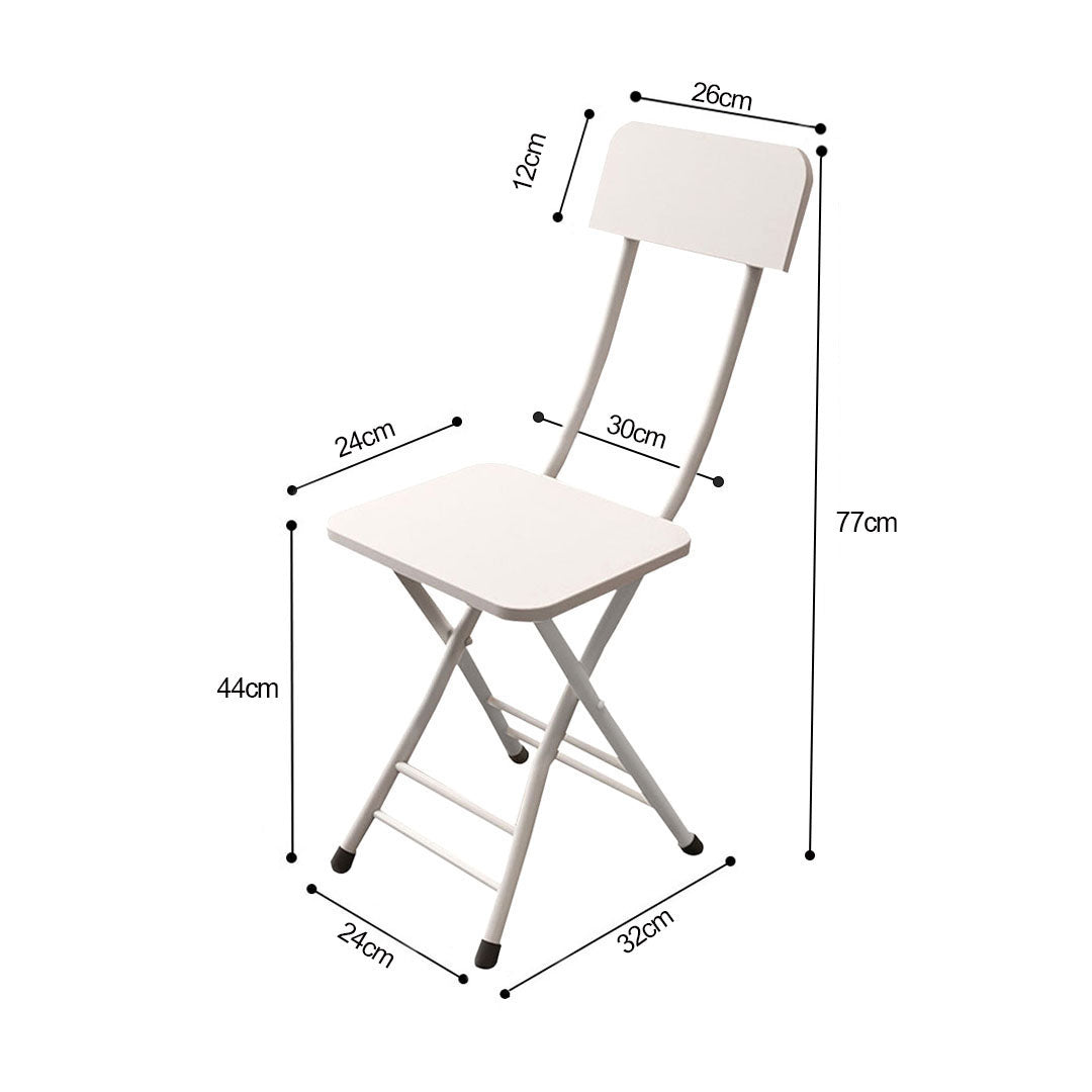 SOGA White Foldable Chair Space Saving Seat Set of 2