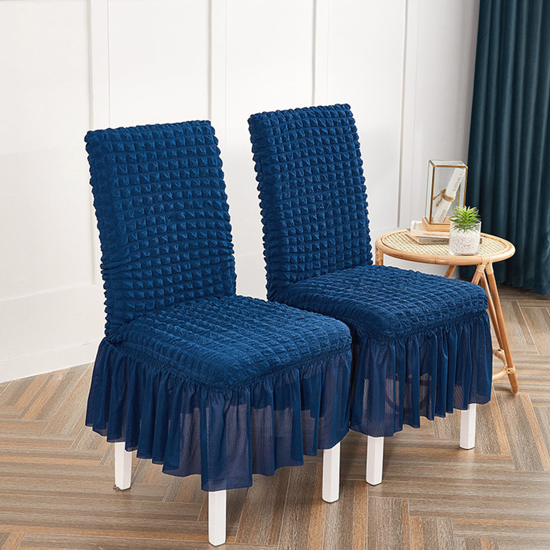 Blue Chair Cover Seat Protector with Ruffle Skirt