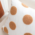 SOGA Tufted Cushion 45cm White Brown Polka Dot Circle Pattern Decorative Throw Pillow