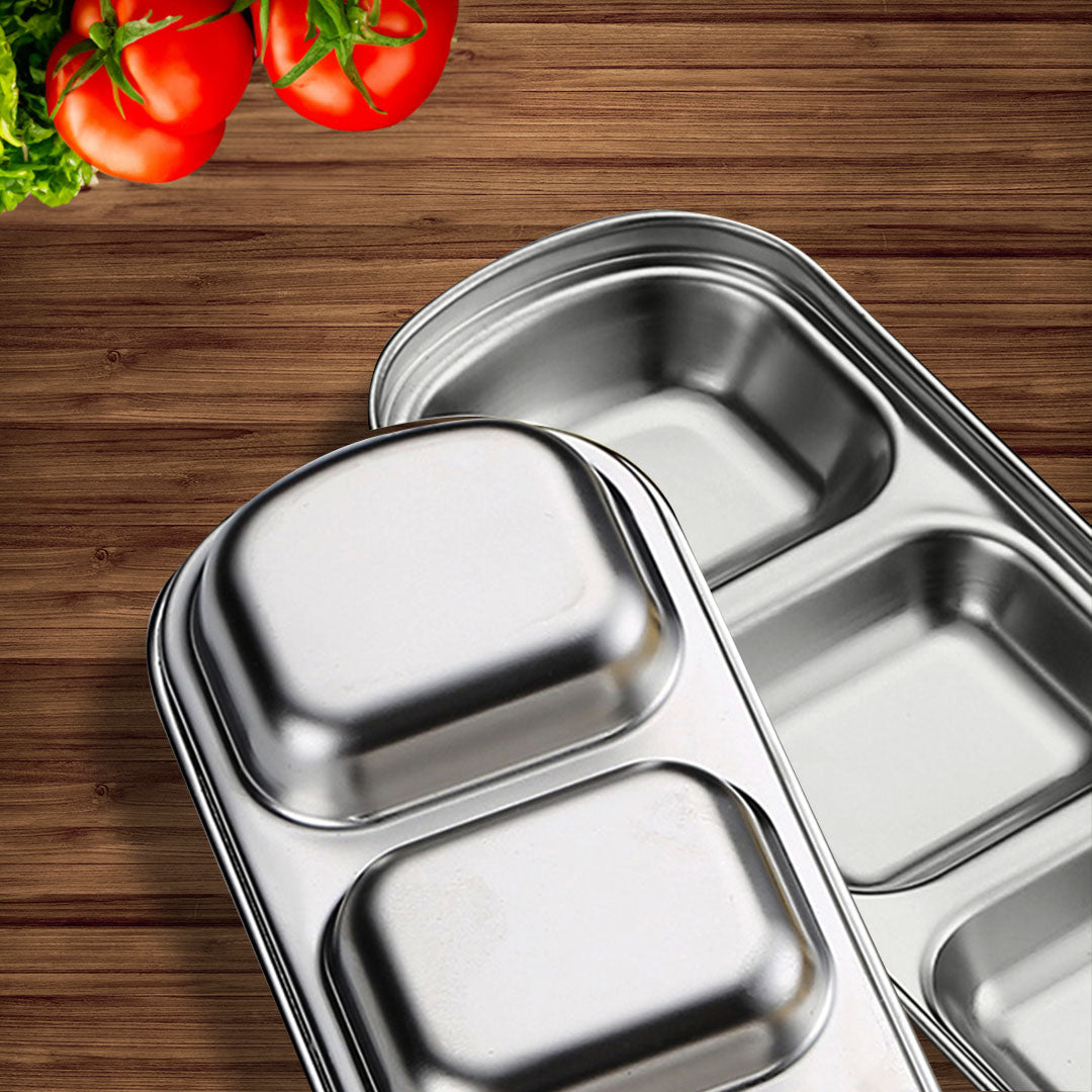 26.5cm Silver Sauce Pan with Three Compartments Divided Sauce Dish