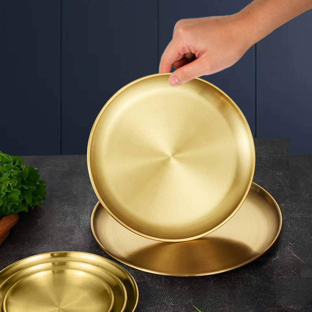 23cm Premium Gold Grilling Plate - Durable, Heat-Resistant, Perfect for BBQs and Outdoor