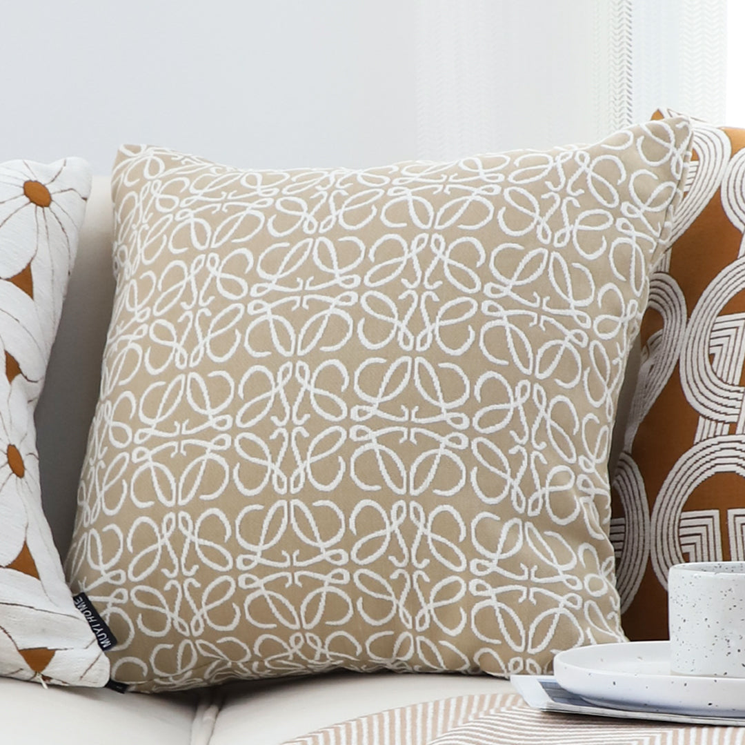 50cmThrow Pillow White and Beige Geometric Pattern Accent