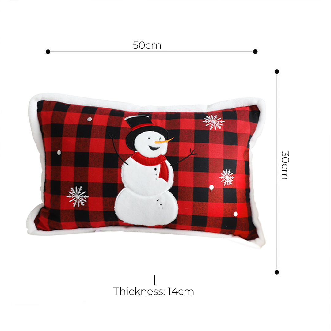 30cm Throw Pillow Red Christmas Snowman Lumbar Cushion