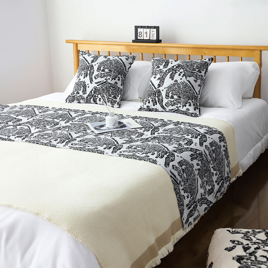 1.8m Light Black Luxury Mottled Bed Vintage Scarf Runner Bedding Tail Pad Flag For Home Hotel Set of 3