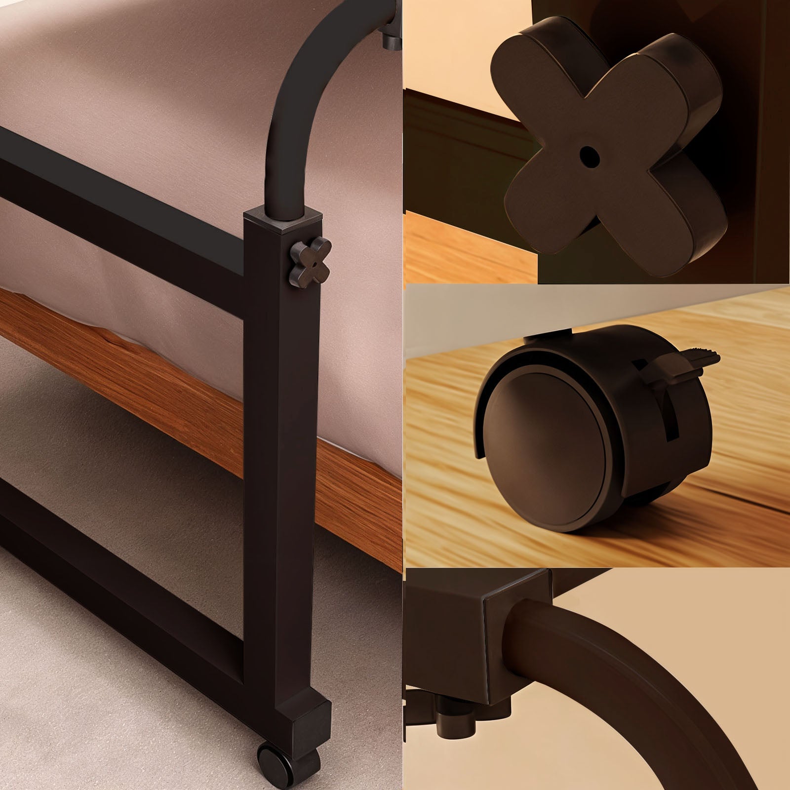 SOGA 140×45 cm Adjustable Overbed Table – Mobile Desk