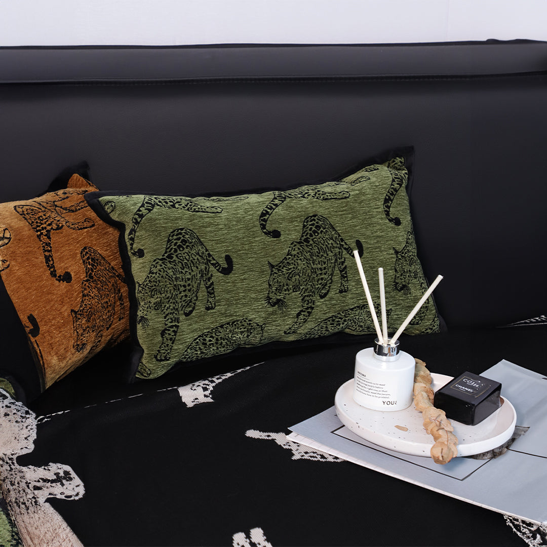 30cm Throw Pillow Green Leopard