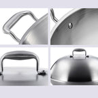 42cm Stainless Steel Frying Wok with Lid