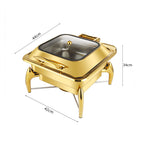 Gold Plated Square Chafing Dish with Top Lid